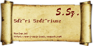 Sári Szíriusz névjegykártya